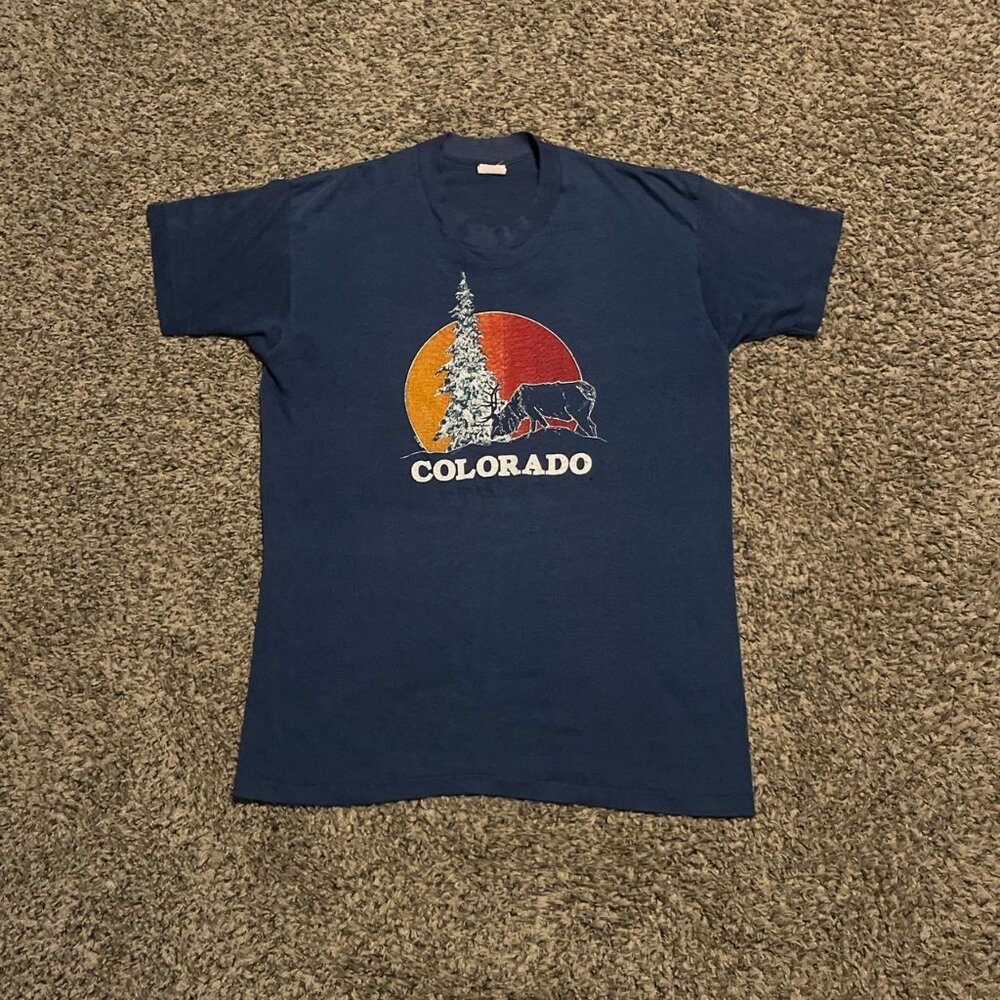 Vintage 80s Colorado Destination Blue Nature Tee
